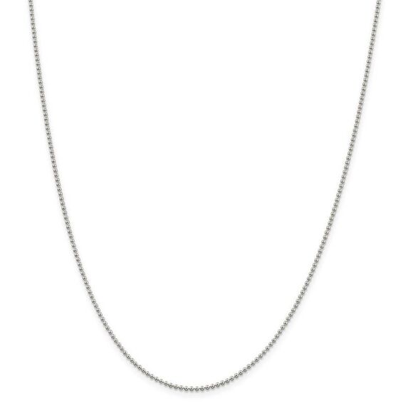 1.5mm Sterling Silver, Solid Beaded Chain Necklace, 20 Inch - Picture 3 of 8